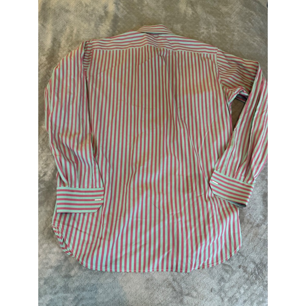 Etro Milano Mens Striped Button Down Shirt Teal Magenta Made‎ in Italy Size 42 - Picture 7 of 7
